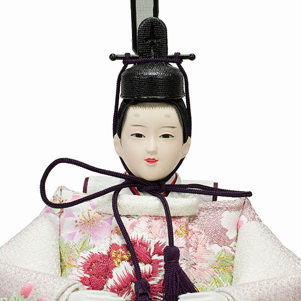 フジキ　 雛人形　恵翠作 衣裳着 小三五親王 黒石目金桜屏風 飾り台　詳細画像