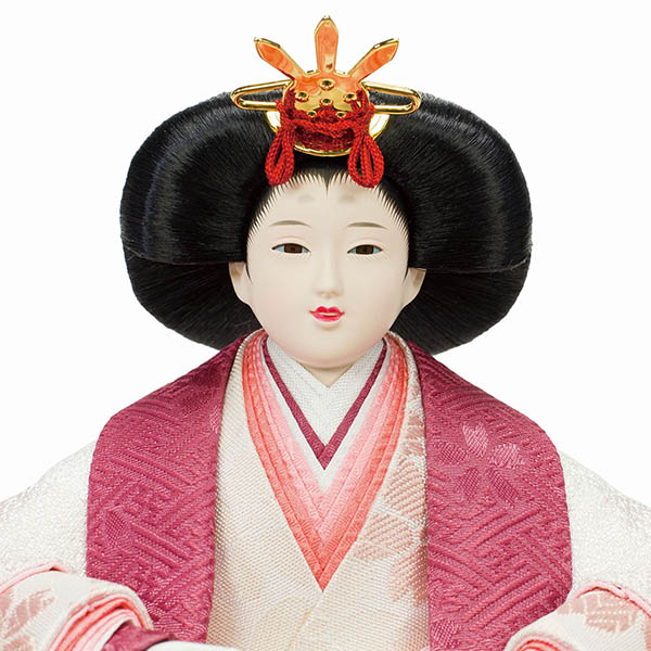 フジキ　 雛人形　恵翠作 衣裳着 小三五親王 黒石目金桜屏風 飾り台　詳細画像