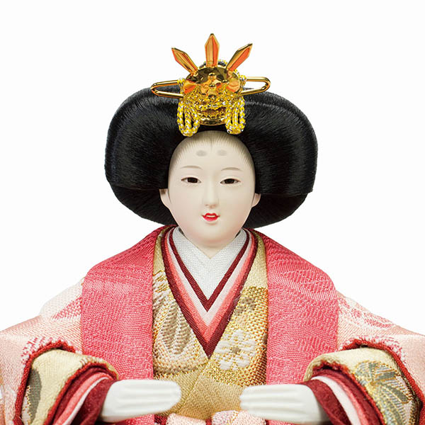 フジキ　 雛人形　紙音 衣裳着 柳小親王 紅溜塗金ライン屏風 飾り台　詳細画像