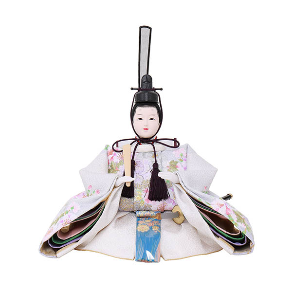 フジキ　 雛人形　恵翠作 衣裳着 三五親王 金箔枝桜屏風 溜塗飾り台　詳細画像