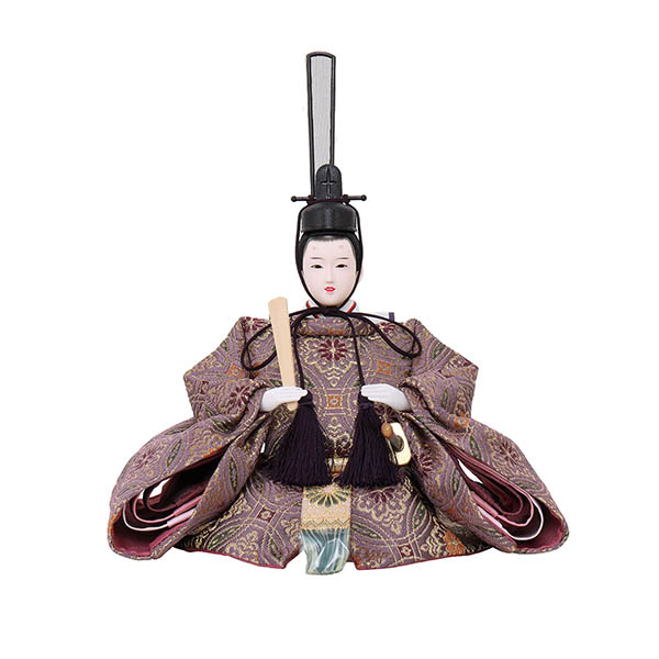 フジキ　 雛人形　紙音 衣裳着 小三五親王 月花屏風 木目飾り台　詳細画像