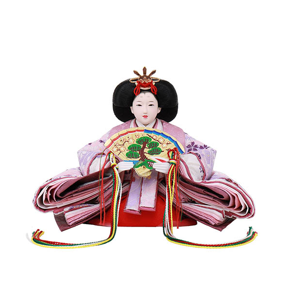 フジキ　 雛人形　紙音 衣裳着 小三五親王 月花屏風 木目飾り台　詳細画像