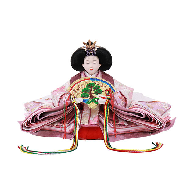 フジキ　 雛人形　雅泉作 衣裳着 京十一番親王 ピンクボカシ桜屏風 欅色飾り台　詳細画像
