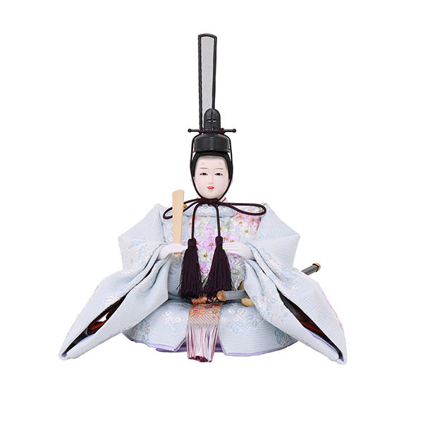 フジキ　 雛人形　雅泉作 衣裳着 小三五親王 木目/金 七宝華唐草屏風 薄ピンク飾り台　詳細画像