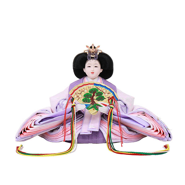 フジキ　 雛人形　雅泉作 衣裳着 小三五親王 木目/金 七宝華唐草屏風 薄ピンク飾り台　詳細画像
