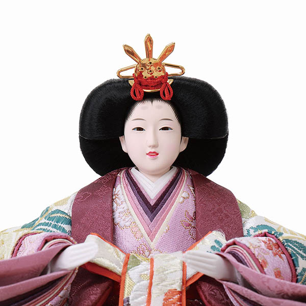 フジキ　 雛人形　恵翠作 衣裳着 京十一番親王 三曲変則新古代屏風 木製 飾り台　詳細画像
