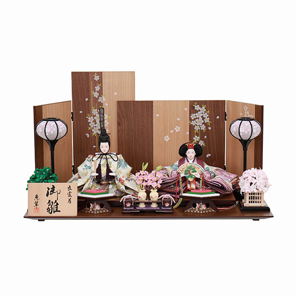 恵翠作 衣裳着 京十一番親王 三曲変則新古代屏風 木製 飾り台