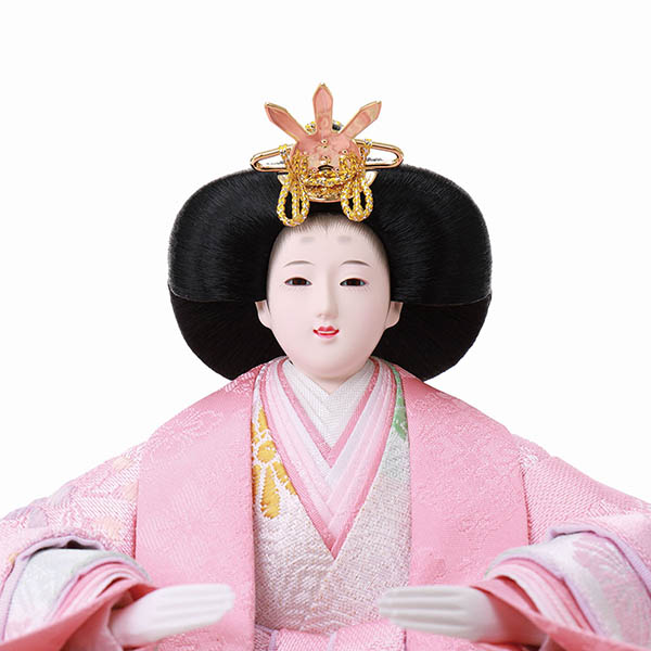 フジキ　 雛人形　雅泉作 衣裳着 芥子親王 アクリルブーケ衝立 檜製 飾り台　詳細画像