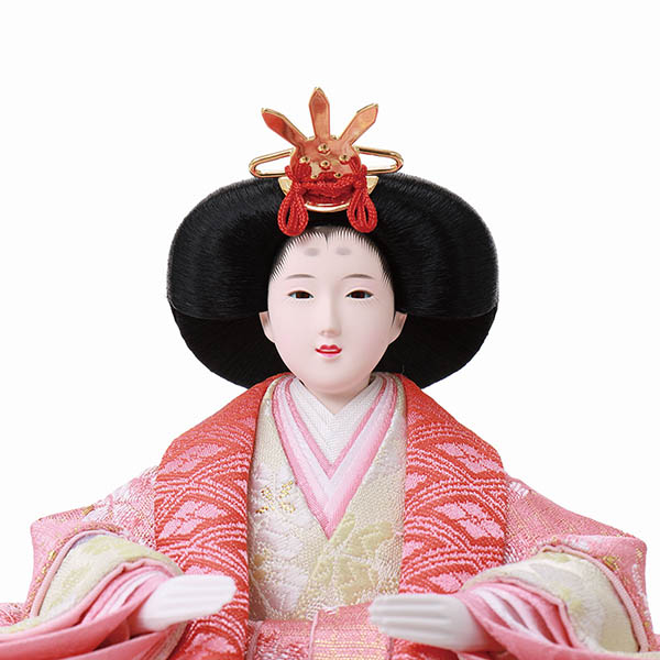 フジキ　 雛人形　紙音 衣裳着 小芥子親王 アクリル椿衝立 檜製 飾り台　詳細画像