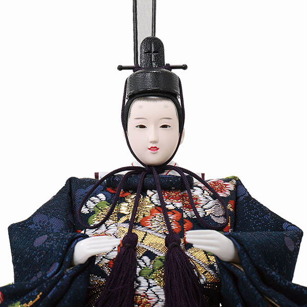 フジキ　 雛人形　雅泉作 衣裳着 小三五親王 四曲木目焦茶屏風 かぶせ式収納箱　詳細画像
