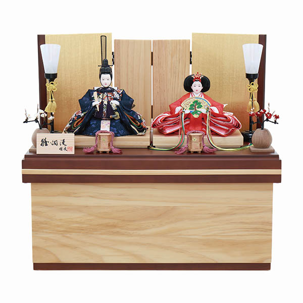 雅泉作 衣裳着 小三五親王 四曲木目焦茶屏風 かぶせ式収納箱