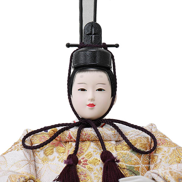 フジキ　 雛人形　雅泉作 衣裳着 小三五親王 三曲黒溜塗刺繍まり桜屏風 引き出し式収納箱　詳細画像
