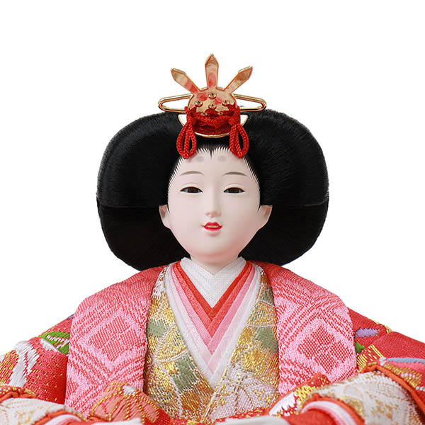フジキ　 雛人形　雅泉作 衣裳着 小三五親王 三曲黒溜塗刺繍まり桜屏風 引き出し式収納箱　詳細画像