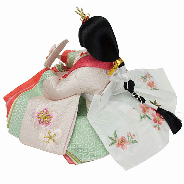 フジキ　 雛人形　恵翠作 衣裳着 三五親王 刺繍輪桜屏風 引き出し式収納箱　詳細画像