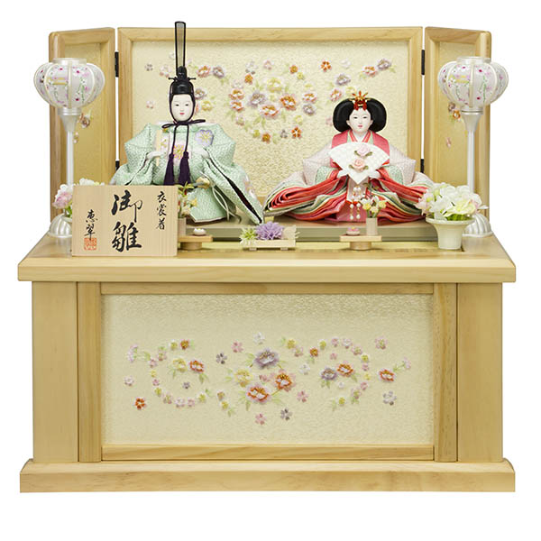恵翠作 衣裳着 三五親王 刺繍輪桜屏風 引き出し式収納箱