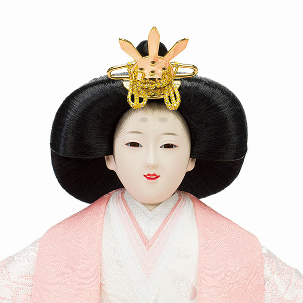フジキ　 雛人形　恵翠作 衣裳着 小三五親王 枝桜屏風 木目かぶせ式収納箱　詳細画像