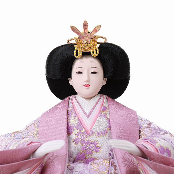 フジキ　 雛人形　雅泉作 衣裳着 芥子親王 大川組子二曲屏風 かぶせ式収納箱　詳細画像