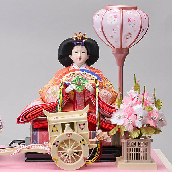 藤翁　 雛人形　桃姫 三五親王 彩色塗 アクリルケース飾り　詳細画像
