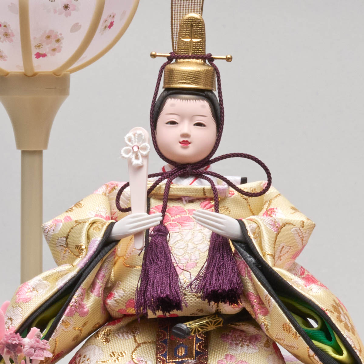 藤翁　 雛人形　まのん 豆親王飾り 白木 木目 六角 ホワイトオーク 刺繍バック アクリルケース　詳細画像