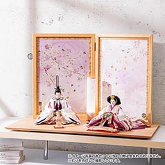 雛人形: 田村芙紗彦作 桜色 京十番親王揃 押し花屏風 親王飾り