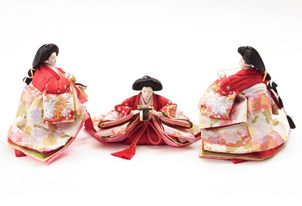 久月　 雛人形　久月 御園雛 衣裳着 木製五人飾り 金彩刺繍 十番親王 三五官女　詳細画像