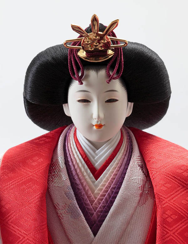 久月　 雛人形　飯塚孝作 衣裳着 親王飾り 金駒刺繍 三五親王 木目 木胴木手 久月監製　詳細画像