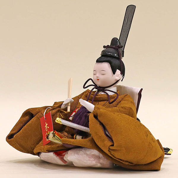 久月　 雛人形　銘木シリーズ 花梨 カリン 黄櫨染 正絹 衣裳着 収納親王飾り　詳細画像