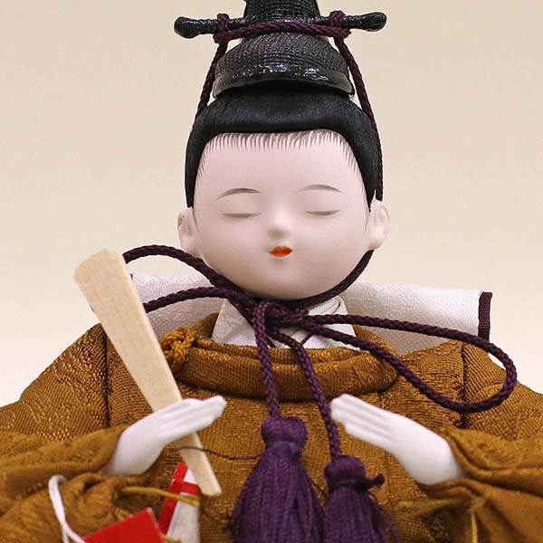 久月　 雛人形　銘木シリーズ 花梨 カリン 黄櫨染 正絹 衣裳着 収納親王飾り　詳細画像