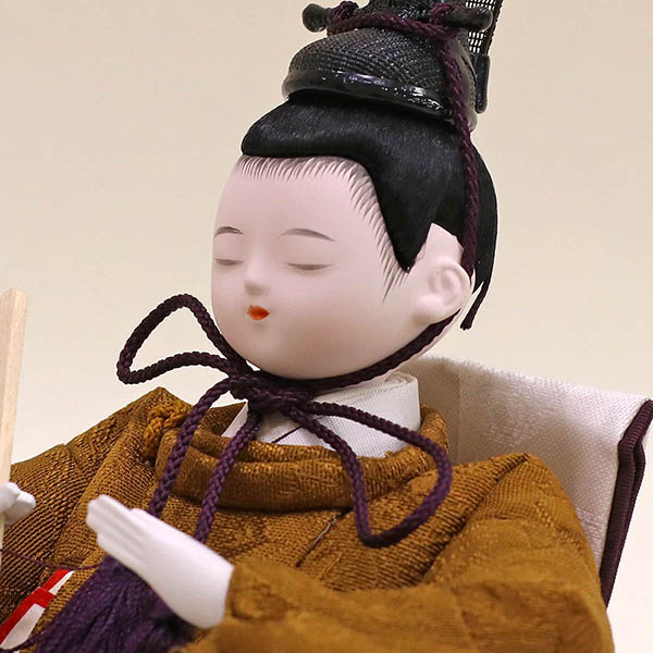 久月　 雛人形　銘木シリーズ 花梨 カリン 黄櫨染 正絹 衣裳着 収納親王飾り　詳細画像