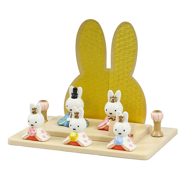 吉徳　 雛人形　miffy  ミッフィー 磁器 ひな人形 うさこ 親王 官女 五人飾り　詳細画像