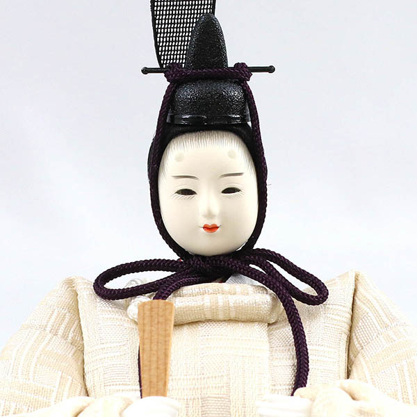 柴田家千代　 雛人形　柴田家千代作 葵 算崩地紋 刺繍桜ちらし 白紫 柳親王 裾長衣装着 白木 木目 アートフラワー アクリルケース　詳細画像