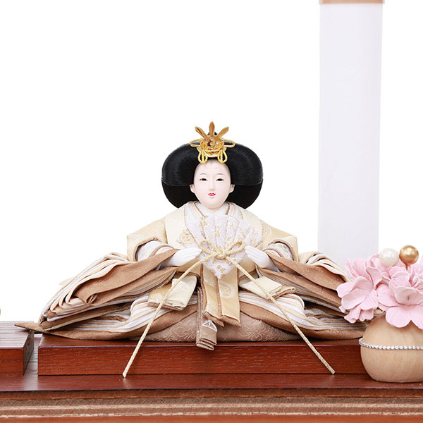 雛人形 フジキ 優香作 衣裳着 京十三番親王 アレンジフラワー 茶木目 アクリルケース飾り 詳細画像 フジキ 雛人形 優香作 衣裳着 京十三番親王 アレンジフラワー 茶木目 アクリルケース飾り 詳細画像