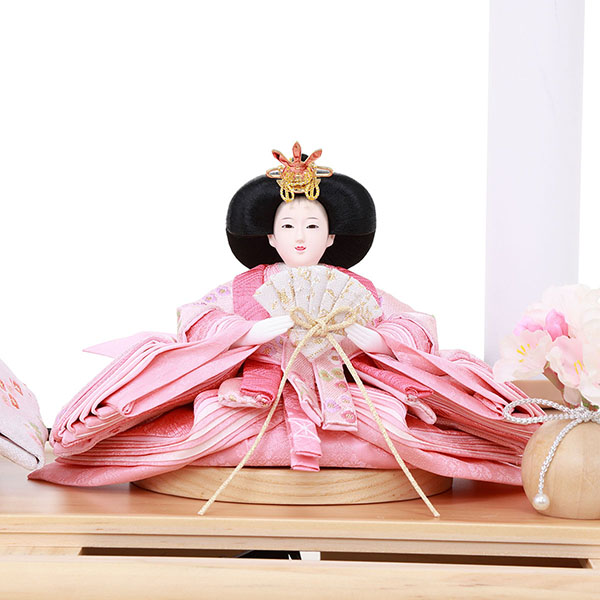 雛人形 フジキ 優香作 衣裳着 京十三番親王 アレンジフラワー 白木 木目 アクリルケース飾り 詳細画像 フジキ 雛人形 優香作 衣裳着 京十三番親王 アレンジフラワー 白木 木目 アクリルケース飾り 詳細画像