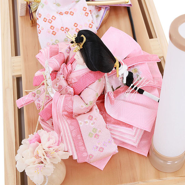 雛人形 フジキ 優香作 衣裳着 京十三番親王 アレンジフラワー 白木 木目 アクリルケース飾り 詳細画像 フジキ 雛人形 優香作 衣裳着 京十三番親王 アレンジフラワー 白木 木目 アクリルケース飾り 詳細画像