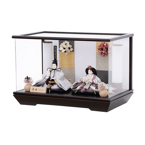 雛人形 フジキ 優香作 衣裳着 京十三番親王 アレンジフラワー 黒檀 アクリルケース飾り 詳細画像 フジキ 雛人形 優香作 衣裳着 京十三番親王 アレンジフラワー 黒檀 アクリルケース飾り 詳細画像