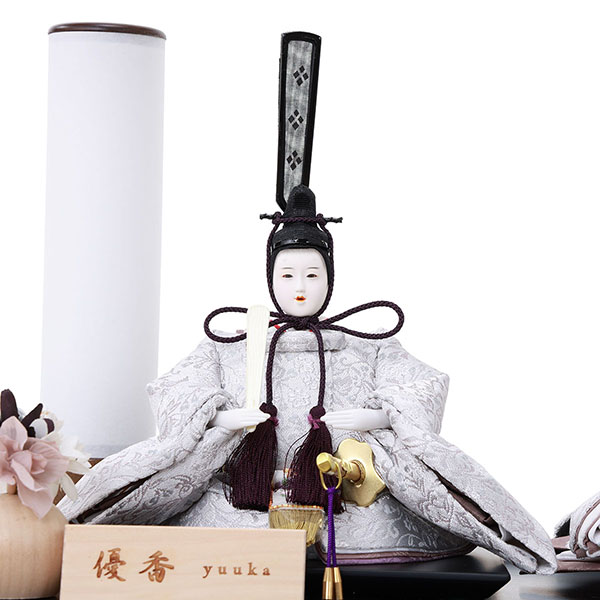 雛人形 フジキ 優香作 衣裳着 京十三番親王 アレンジフラワー 黒檀 アクリルケース飾り 詳細画像 フジキ 雛人形 優香作 衣裳着 京十三番親王 アレンジフラワー 黒檀 アクリルケース飾り 詳細画像