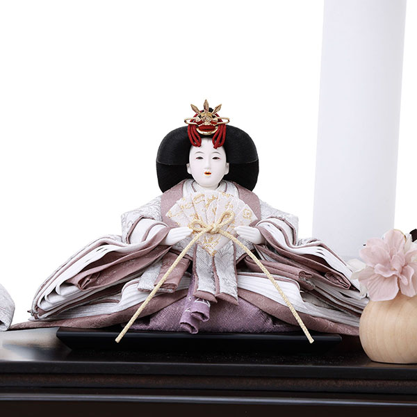 雛人形 フジキ 優香作 衣裳着 京十三番親王 アレンジフラワー 黒檀 アクリルケース飾り 詳細画像 フジキ 雛人形 優香作 衣裳着 京十三番親王 アレンジフラワー 黒檀 アクリルケース飾り 詳細画像