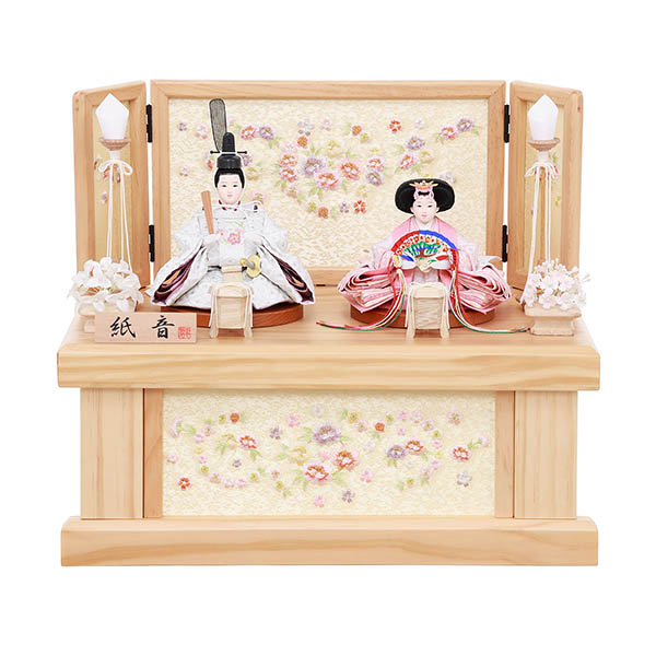 紙音 衣裳着 三曲輪桜刺繍屏風 収納箱飾り