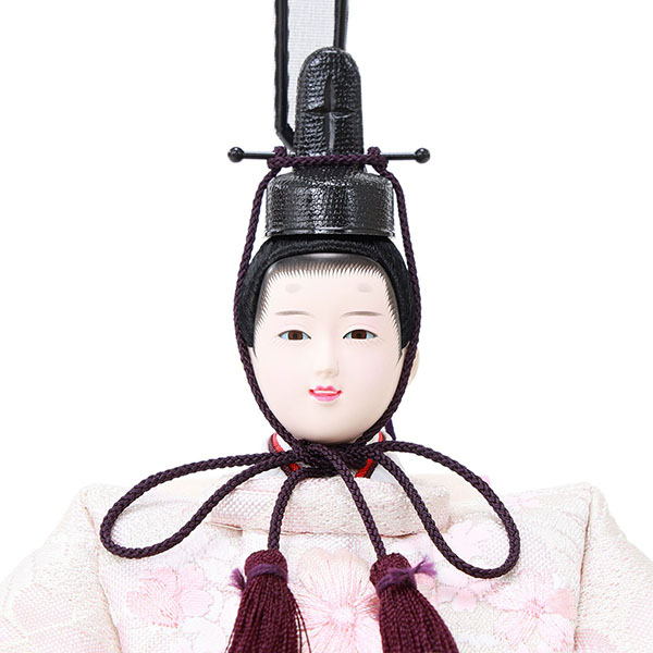 フジキ　 雛人形　恵翠作 衣裳着 芥子親王 刺繍 白木 木目 刺繍流水桜屏風 収納箱飾り　詳細画像