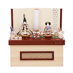 雛人形: 紙音 衣裳着 柳親王 二曲麻の葉屏風 花梨 収納箱飾り