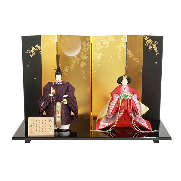 優香作 衣裳着 正絹 京十番親王 立ち雛 四曲月と夢桜屏風 平飾り