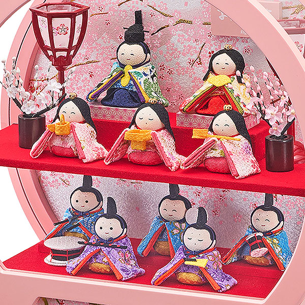 雛人形 藤翁 舞あそび 桃 わらべ十人飾り 手鏡型 アクリルケース オルゴール付き 詳細画像 藤翁 雛人形 舞あそび 桃 わらべ十人飾り 手鏡型 アクリルケース オルゴール付き 詳細画像