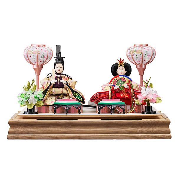 藤翁　 雛人形　みのり 豆親王飾り 茶木目 ホワイトオーク 金彩バック アクリルケース　詳細画像