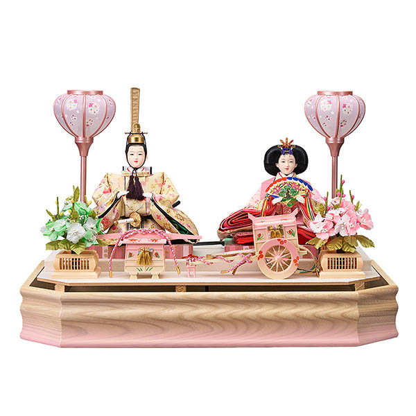 藤翁　 雛人形　結芽 三五親王飾り 白木 木目 栓欅六角 アクリルケース　詳細画像