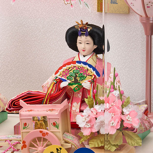 藤翁　 雛人形　結芽 三五親王飾り 白木 木目 栓欅六角 アクリルケース　詳細画像