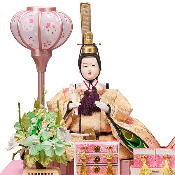 藤翁　 雛人形　美里 小三五親王飾り 白木 木目 六角 ホワイトオークボカシ アクリルケース　詳細画像