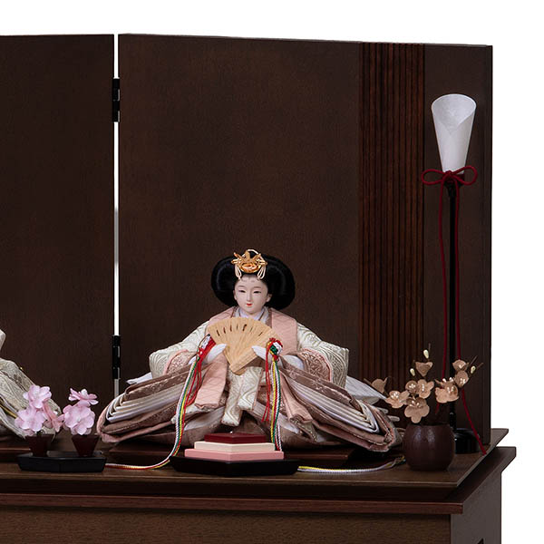 平安豊久　 雛人形　ゆな 芥子親王 収納飾り 神代調ウォルナット 櫛引屏風 LED灯付収納箱　詳細画像