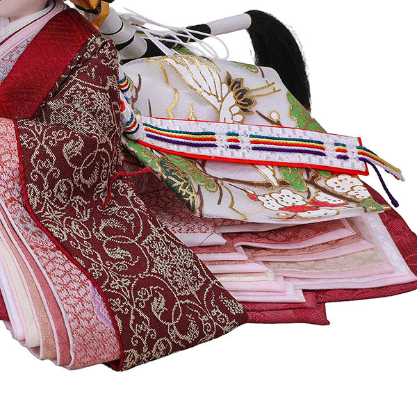 平安豊久　 雛人形　ゆか 芥子親王 平飾り モカ 二曲刺繍屏風　詳細画像