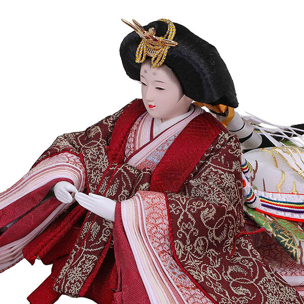 平安豊久　 雛人形　ゆか 芥子親王 平飾り モカ 二曲刺繍屏風　詳細画像