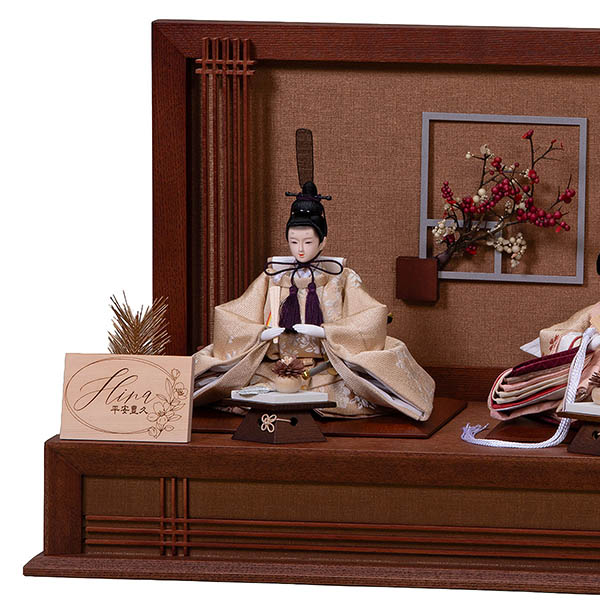 平安豊久　 雛人形　ことは 芥子親王 平飾り LED灯付 泥金紅白南天衝立　詳細画像